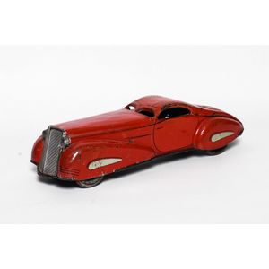 Tin plate car, Marx circa 1930s reversible clockwork tin coupe