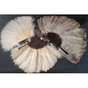 Victorian Painted Silk Ostrich Feather Fan