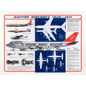 Qantas AIRCRAFT1920 - 1971, c1971 colour process lithograph, 50…
