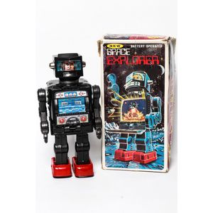 Silver Toy with Box Horikawa Tin New TV Robot Made in Japan Blue 