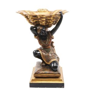 An impressive Venetian polychrome painted wooden blackamoor…