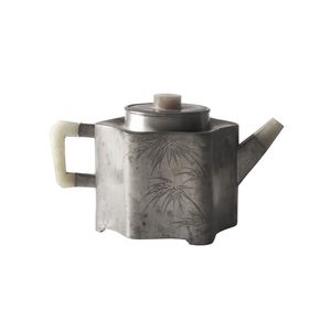 A Chinese jade embellished Paktong teapot, Qing Dynasty&hellip;