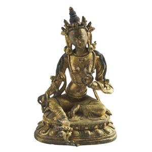 A Tibetan gilt bronze figure of green Tara, 18th century,&hellip;