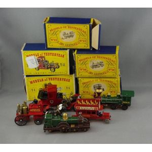 Five vintage Models of Yesteryear toys, with cardboard boxes,…