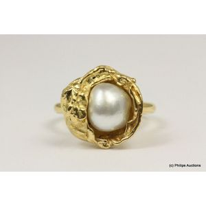 Vintage 14ct Gold Pearl Ring Size P12