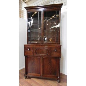 A William IV flame mahogany secretaire two door library&hellip;
