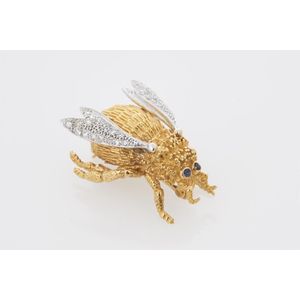 thumbnail image 2 of Brooch With Rhinestones And Pearl, Honey Bee 2 of 12