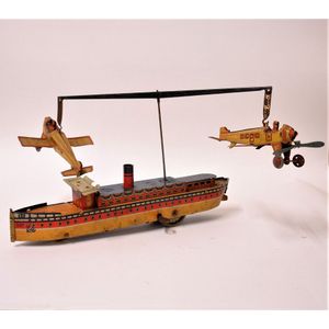 An early 20th century German Kellerman tin plate ship and plane…