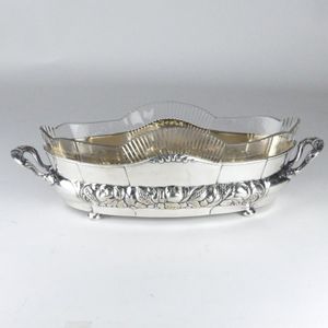 A WMF Art Nouveau silver plate and glass centrepiece bowl, the…