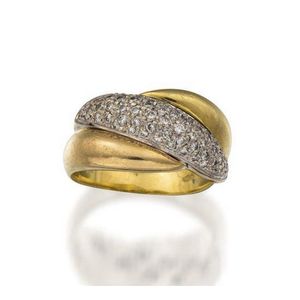 18ct bi-colour gold and diamond ring, Damiani, of crossover&hellip;