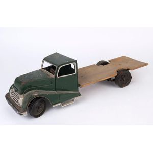 A scratch built flat bed lorry, aluminum, painted metal, wood…