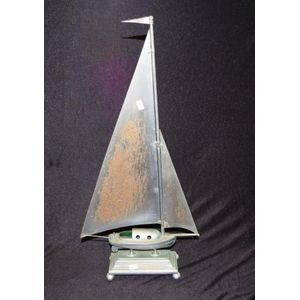Vintage chrome model of a sailing boat 'Rhonda' height 59 cm