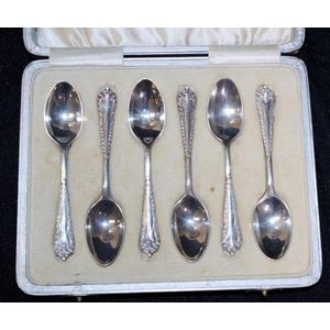 Set of 6 ~ Demitasse Spoons ~ 800 Silver ~ Russia?