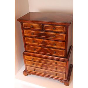 Victorian walnut apprentice tallboy inlaid with satinwood, 40.5…