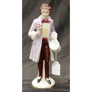 Dresden courting gentleman figure standing figure, in formal…