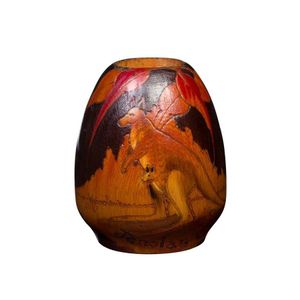 Jenolan Caves souvenir pokerwork vase with rare kangaroo…