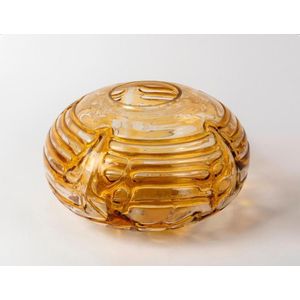 A hand blown amber glass oyster light shade, circa 1970's 31 cm…