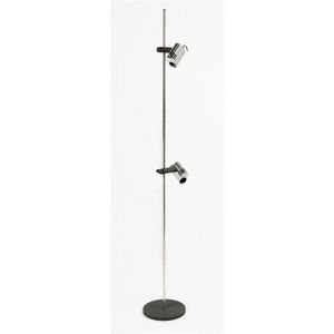 An adjustable two light chrome standard lamp by Bruno Gecchelin,…