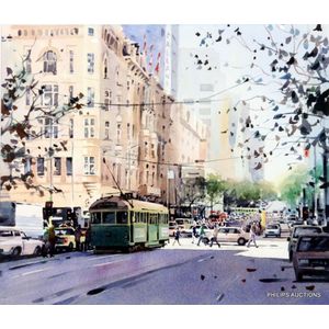 Beattie, Malcom (Australian school), Collins Street watercolour…