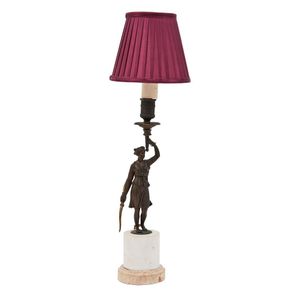 A French bronze candlestick lamp, late 19th century, in the…