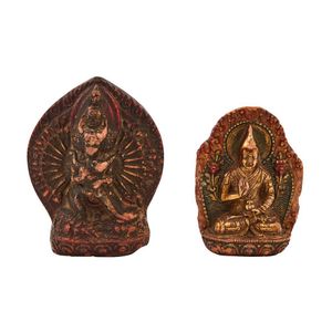 Two Tibetan Tsatsa, 19th century or earlier, each moulded with&hellip;