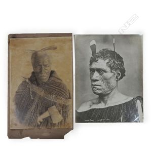 Two unframed 19th century Maori portrait photographs, - an…