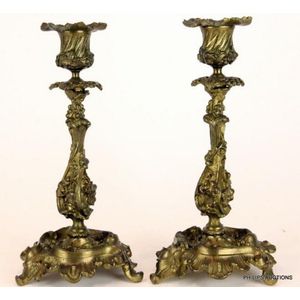 Pair Of Antique Early 19thCentury Brass Pricket Candlesticks C1820