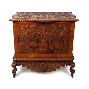 An impressive 'Advance Australia' oak glory box, profusely…