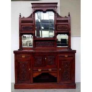 Mahogany Chiffonier with Mirror and Carved Panels - Cabinets ...