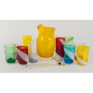 Vintage Japanese Art glass drinkware comprising a water jug,…