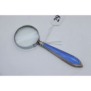 Sterling silver magnifying glass, guilloche enamel hallmarked…