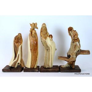 Four carved thuja root figures, 20th century the thuja (Cliff&hellip;