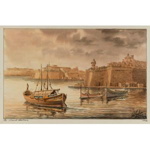 Edwin Galea (b.1934), The Grand Harbour, Malta, watercolour,…