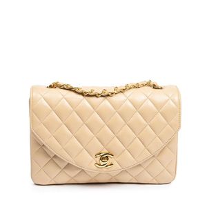 Beige Half-Moon Chanel Shoulder Bag with Interlaced Strap - Handbags ...