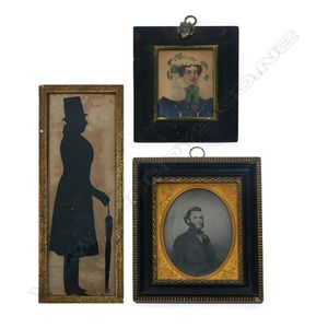 Three early 19th century miniatures, a watercolour portrait, an…