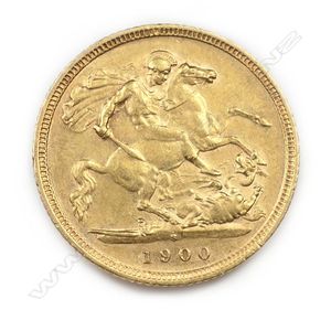 A 1900 gold half sovereign coin, Sydney mint, Victoria head.