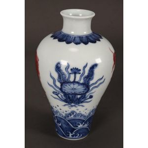 Magnificent Chinese underglaze blue and peach blossom vase,&hellip;