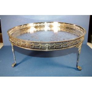 Vintage silver plated circular tray, with pierced gallery & 3…