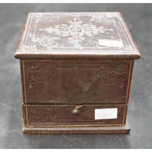 Vintage leather covered medicine box box opens to fitted…