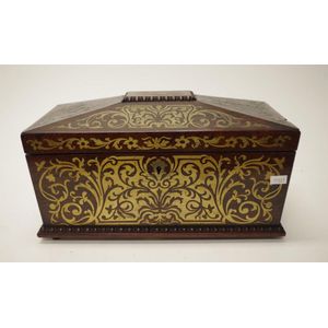 Good Victorian brass inlaid rosewood tea caddy extensive brass…