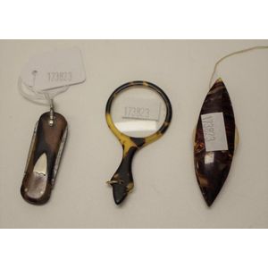 Three Victorian tortoiseshell accessory pieces including pocket…