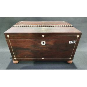 A 19th century mahogany sarcophagus tea caddy, the body and…