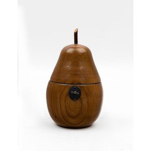 A carved elm pear form tea caddy, a carved elm pear form tea…