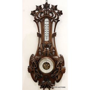Galileo Weather Station Thermometer Barometer Hygrometer & Clock Wood Frame