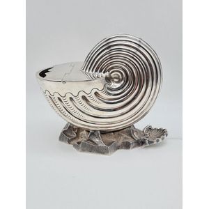 Spoon warmer, silver plated in the form of a nautilus shell by…