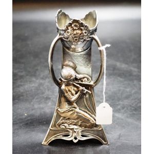 Good WMF Art Nouveau silver plate figural vase stamped to base,…