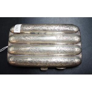 Edwardian sterling silver cigar case hallmarked Birmingham 1911,…