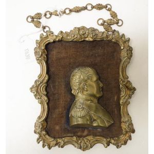 Brass silhouette relief emperor Napoleon in embossed brass…