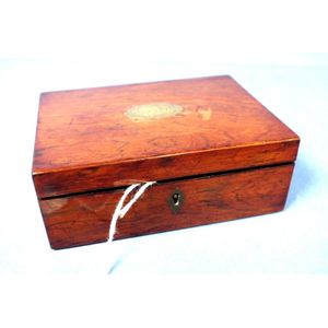 Antique rosewood trinket box, with brass cartouche inscribed…