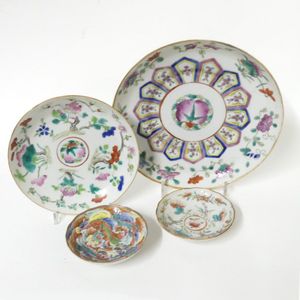 Four various Chinese famille rose decorated porcelain pieces, a…